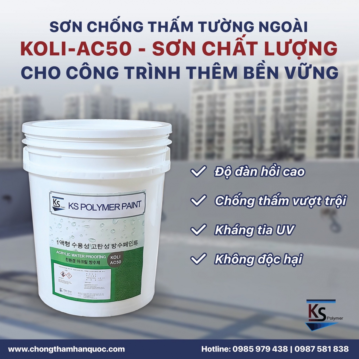 Sơn chống thấm tường nhà KOLI AC50 - 20KG